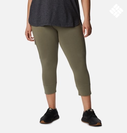 Women's Columbia Trek Capri Leggings Olive | Plus Size CA-N5L10